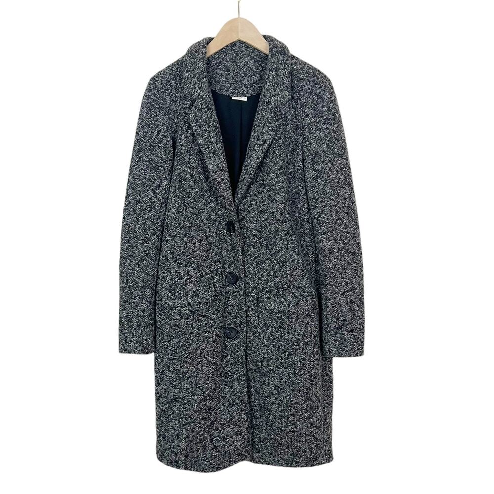 Jacqueline De Yong Gray & Black Marled Knit Button Front Coat Size XS